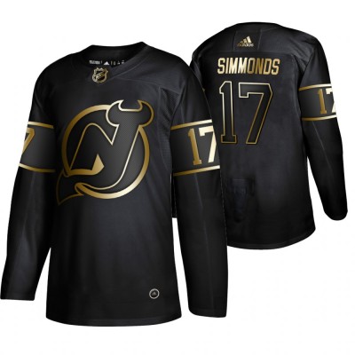 Adidas New Jersey Devils #17 Wayne Simmonds Men's 2019 Black Golden Edition Authentic Stitched NHL Jersey